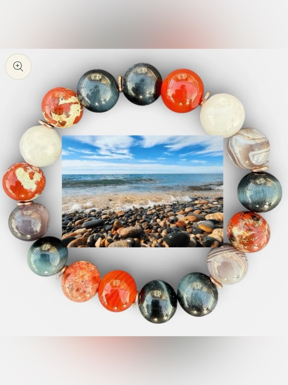 Embrace Our Souls Natural Stone 7” Stretch Bracelet in LAKE SUPERIOR